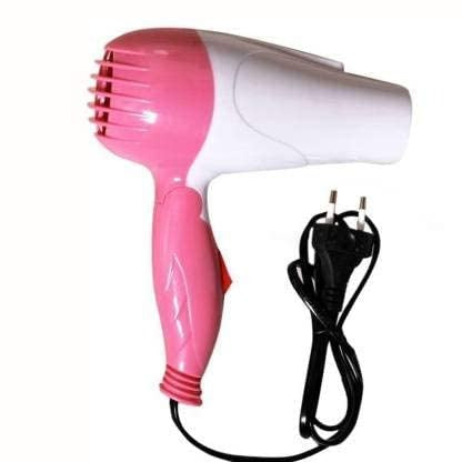 Nova Hair Dryer NV 1290 – Durable & Reliable Hair Styling Dryer with Comfortable Handling (Random Color) in pink and white with power cord