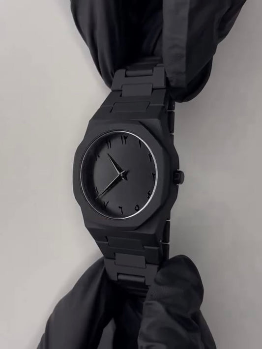 Black Minimalist Aura Watch – Steel Strap – luxury product photo 1, NORE store