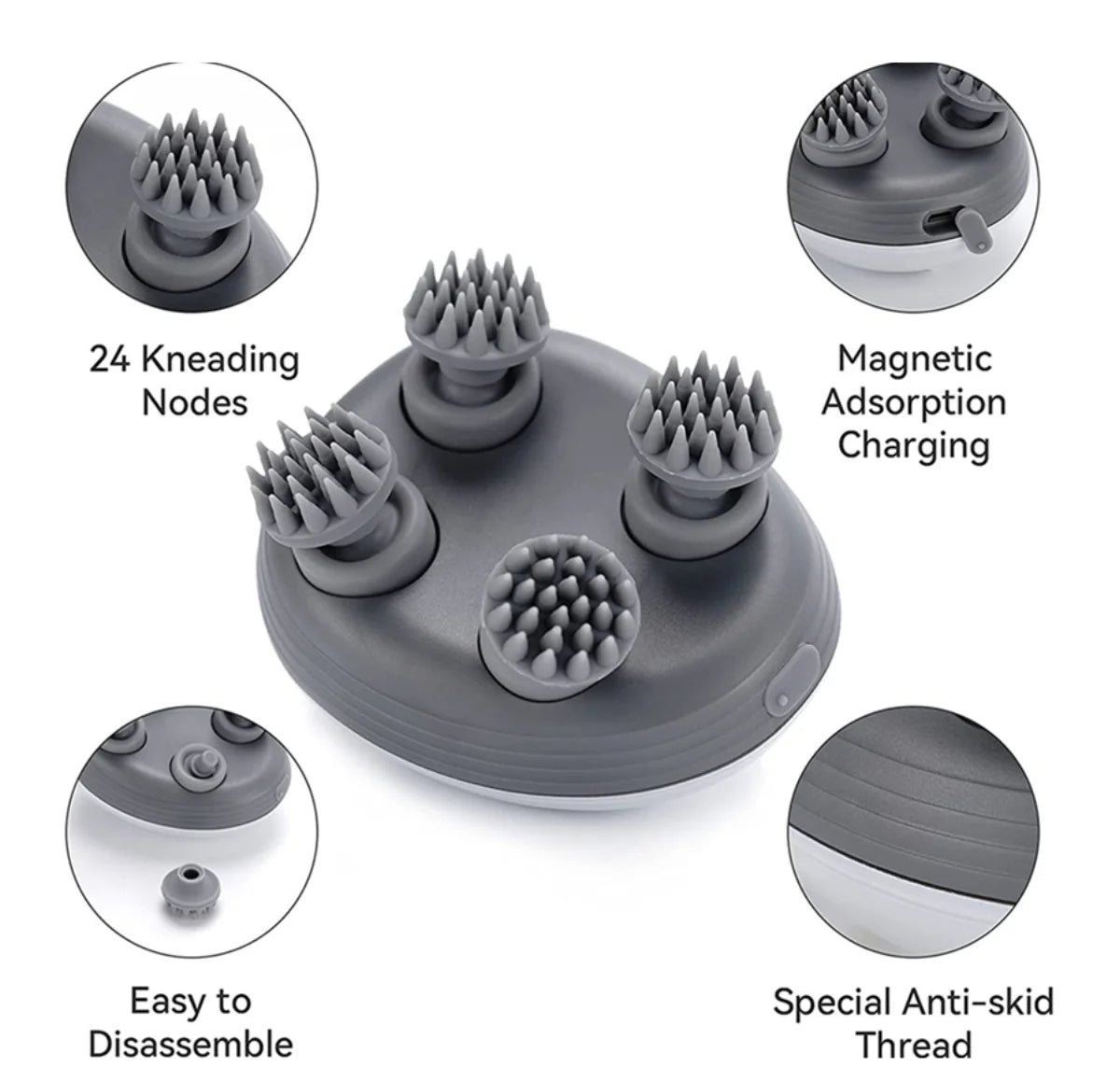 Electric Scalp Massager with Soft Silicone Heads - Product Image 4