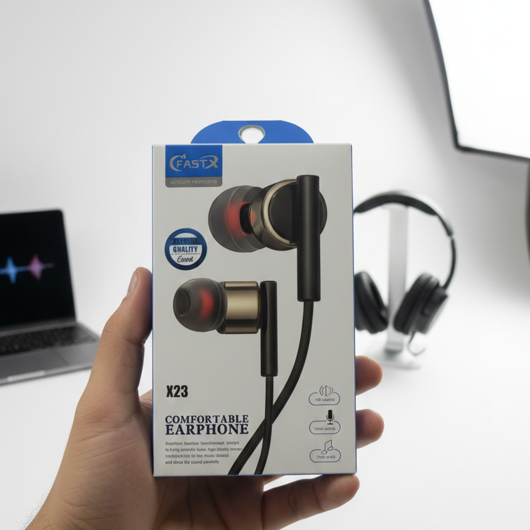 Fast X X23 Wired Earphones – HiFi Bass - Product Image 1