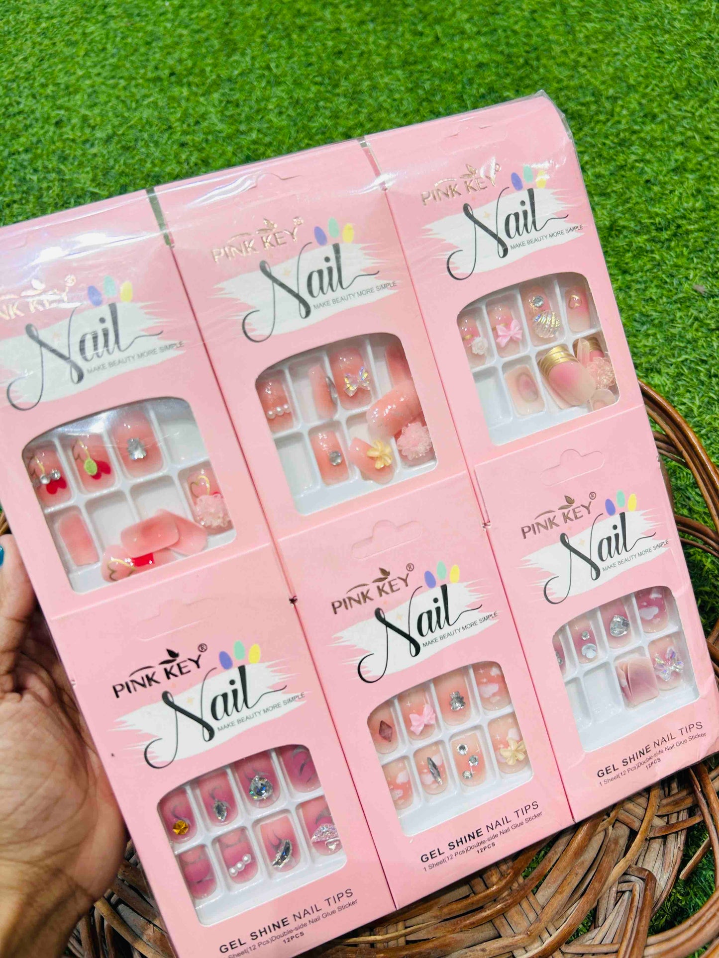 Pink Key Stone Work Press-On Nails – Party & Wedding - Product Image 2