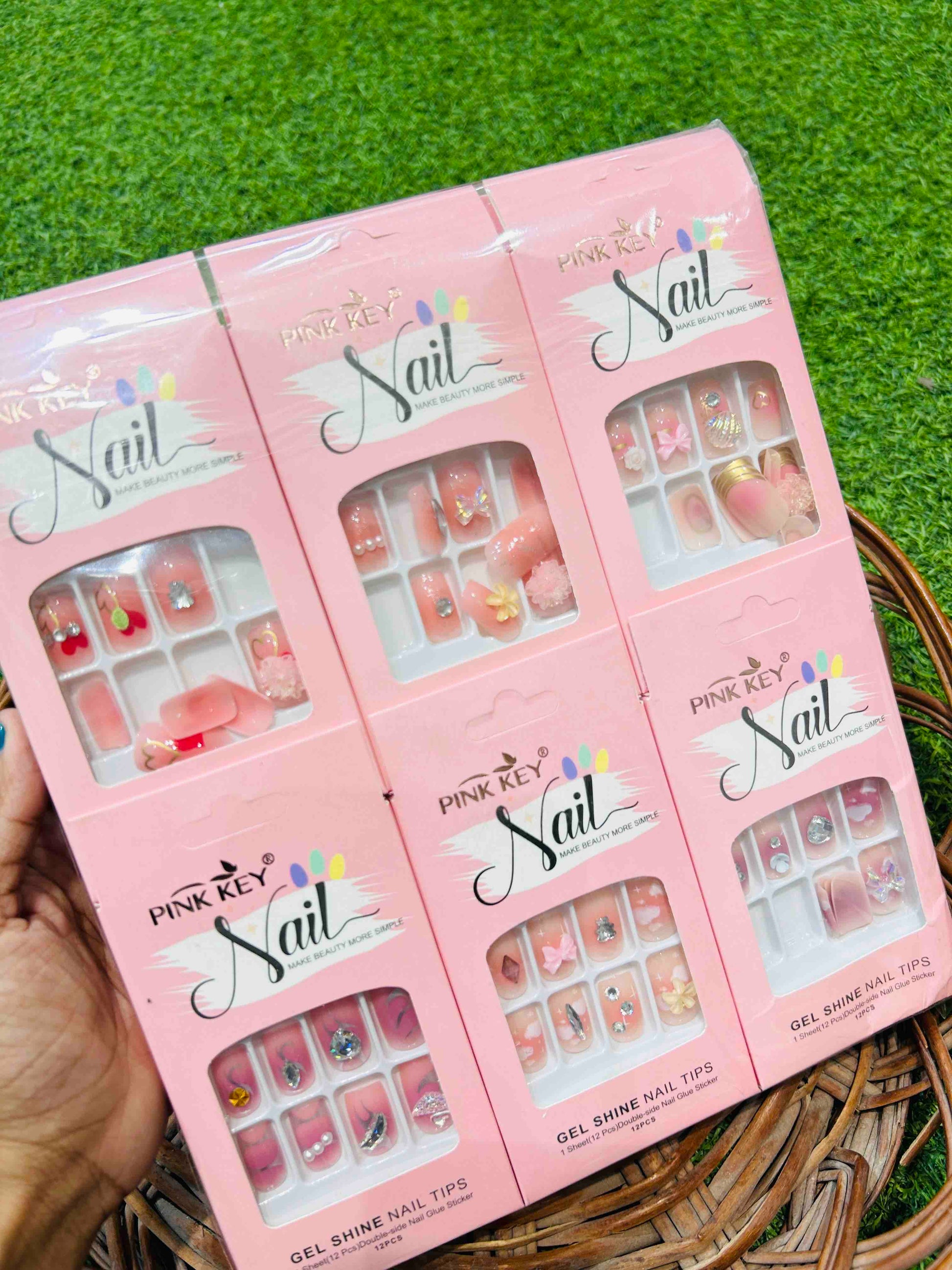 Pink Key Stone Work Press-On Nails – Party & Wedding - Product Image 2