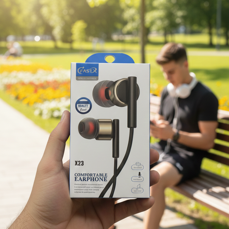 Fast X X23 Wired Earphones – HiFi Bass - Product Image 2