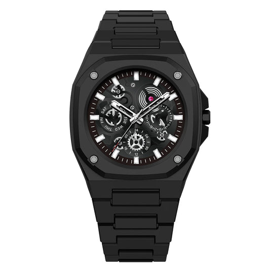 Premium Black Stainless Steel Men’s Watch – Multi-Dial - Product Image 1